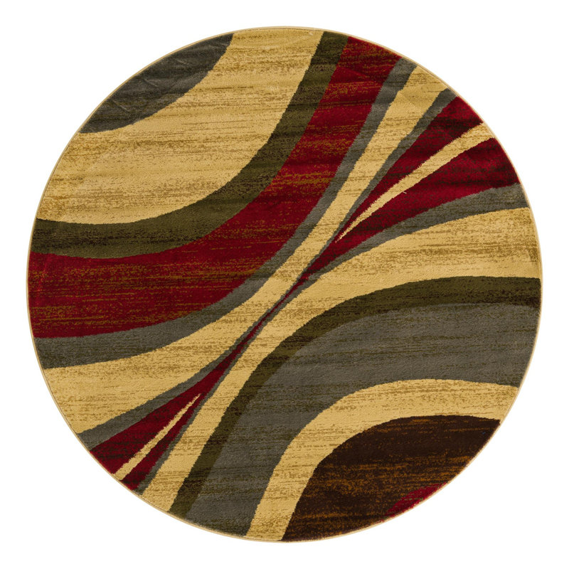 Ivetta Performance Abstract Indoor Rug, Round 6'1"