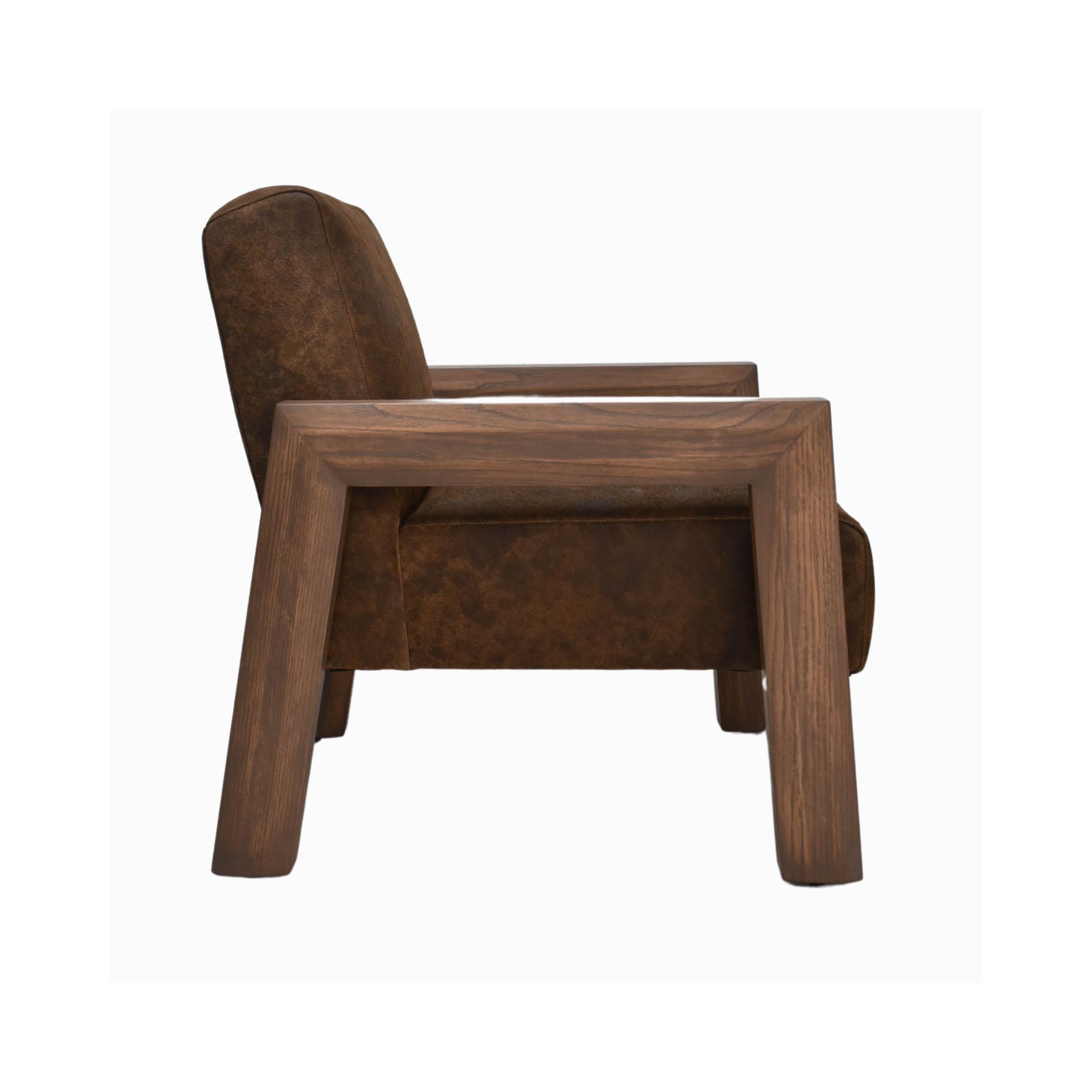 Waylon Top Grain Leather Accent Arm Chair, Brown