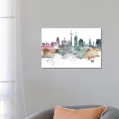 San Antonio Pastel Skylines 1 Piece Wrapped Canvas Painting