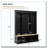 Elegant APP Controlled LED Light Hall Tree with 9 Hooks, Roman Column Design Natural Storage Bench with 3 Large Cabinets-1754767942