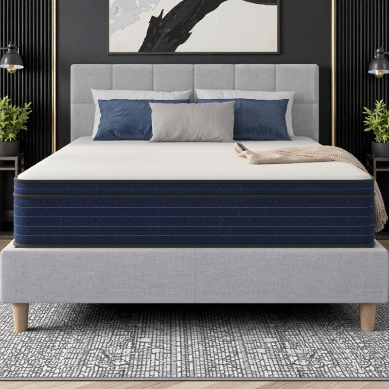 10/12 Inch Twin/Full/Queen/King Size Medium Firm Euro Top Hybrid Cooling Gel Memory Foam Mattress with Pocket Springs - Bed in a Box for Motion Isolation, Adjustable Base Friendly, CertiPUR-US Certified