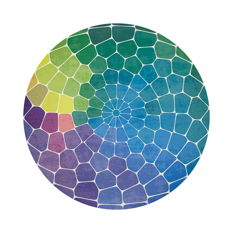 Mosaic Purple Multi Vegan Leather Round Coasters, Purple Multi
