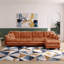 Canapé d'angle en forme de L Chenille Cloud de 130 pouces de large avec pouf et 4 coussins-129442041-129442042