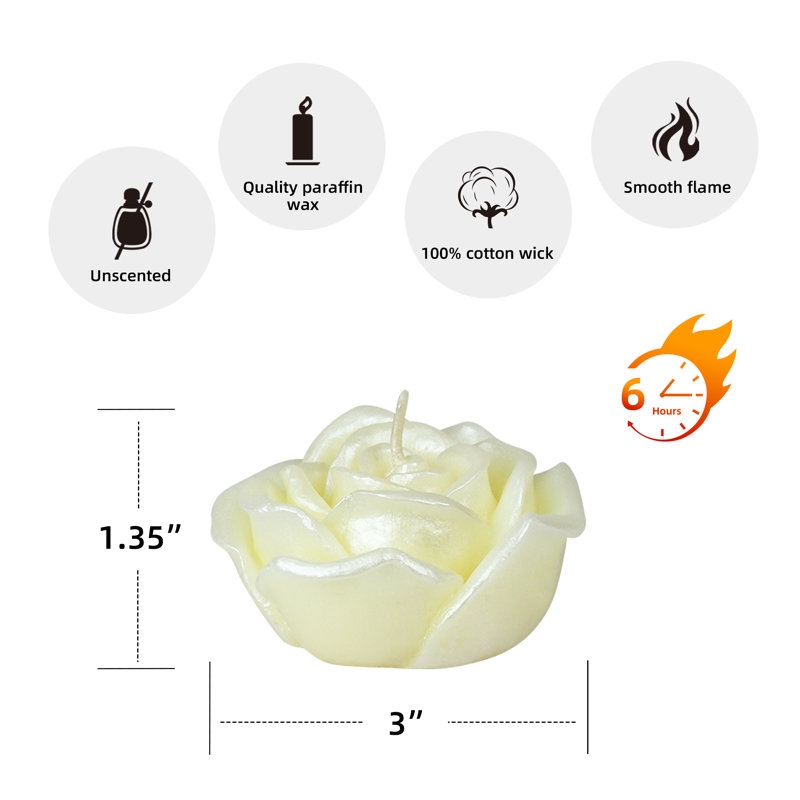 Bougie flottante rose non parfumée, Ivoire, Ensemble de 12