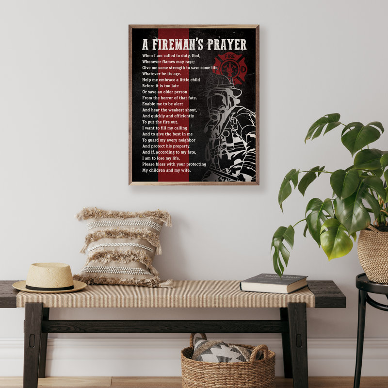 A Fireman's Prayer Black, 16" W x 20" H
