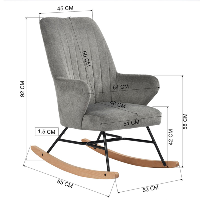 Adcock Upholstered Rocking Chair, Grey