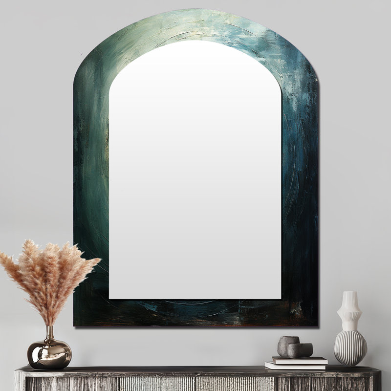 Stromy abstract vortex - Abstract Spirals Arch Decorative Mirror, Modern Asymmetrical Wall Mirror, Printed Metal Art