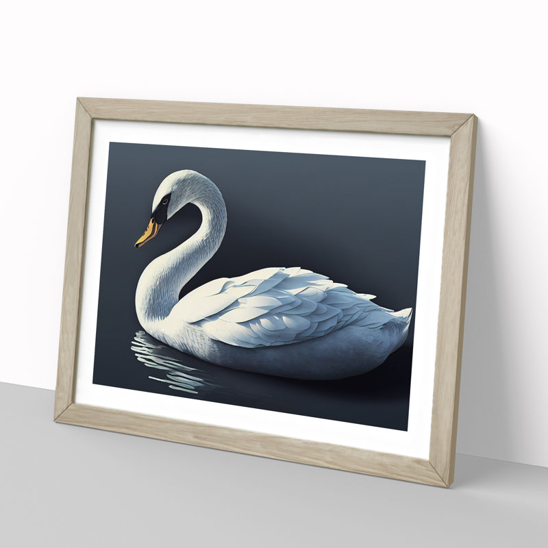XH1022-8668X Super Swan - Single Picture Frame Print, 46cm H x 64cm W x 2cm D, Oak