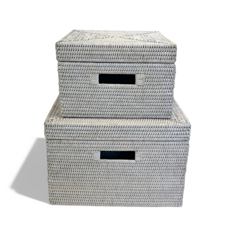 Matahari US Wicker Decorative Basket, White Wash