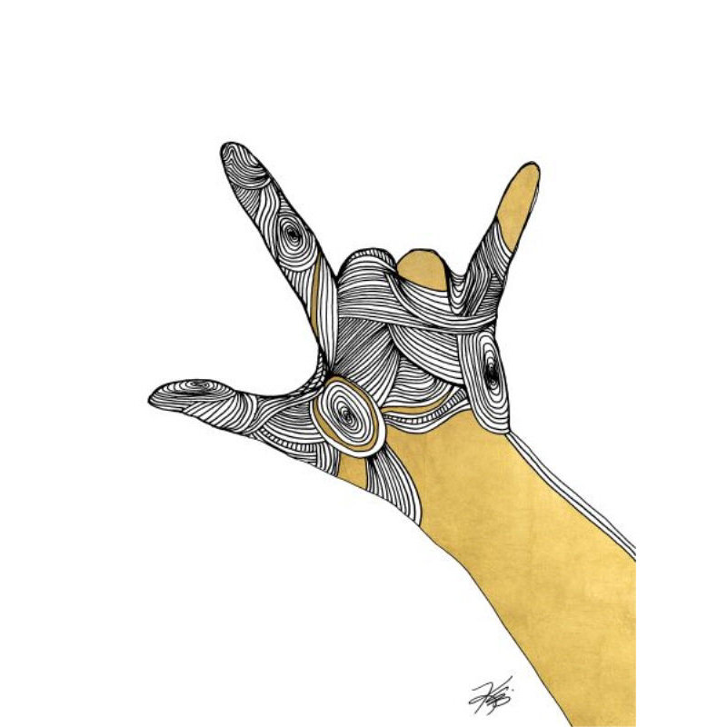 Sign Language III Print by Kelli Ellis, Gilded Gold, 32" H x 24" W x 1.5" D