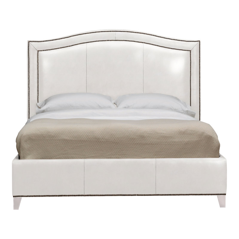 Caroline/Casey Leather Solid Wood Bed, Yes, Dove Gray, Zola Moon Dance