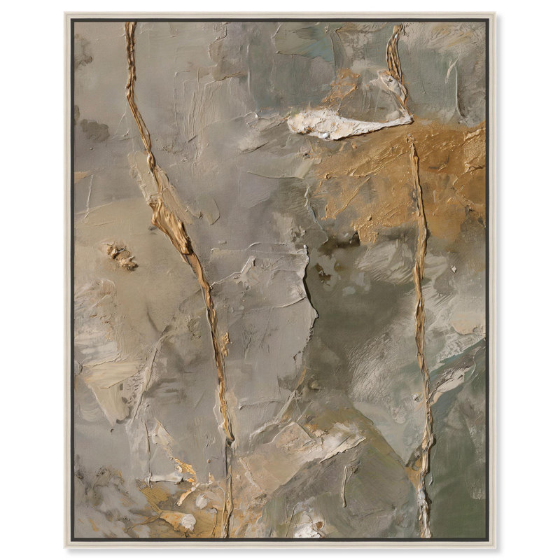 Art textuel abstrait sur toile Gossamer, H 37 po x l 31 po, Cadre argenté