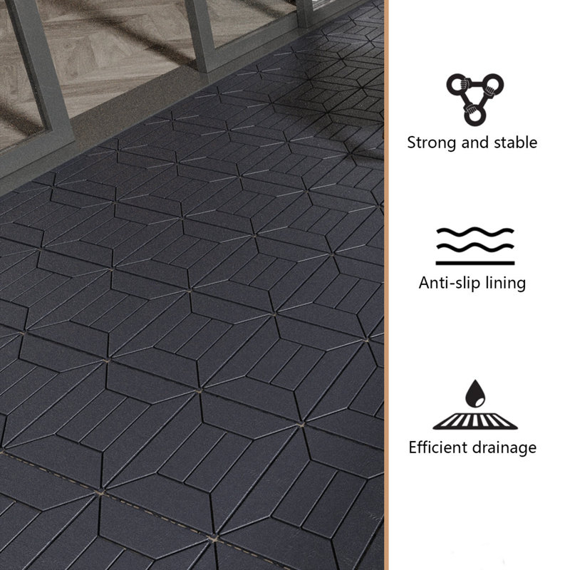 12"X12" Plastic Interlocking Grey Deck Tiles All Weather Use(44 PCS)