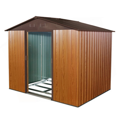 8ft x 6ft Outdoor Metal Storage Shed with Metal foundation,Coffee(W540S00014)