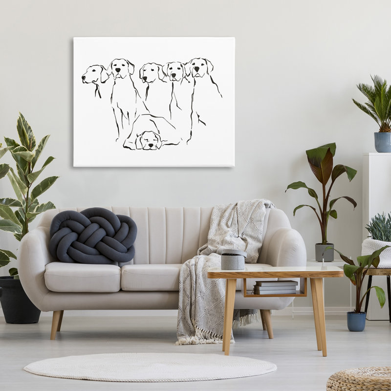"Minimal Dogs Doodle" par Ethan Harper sur toile, H 36 po x l 48 po