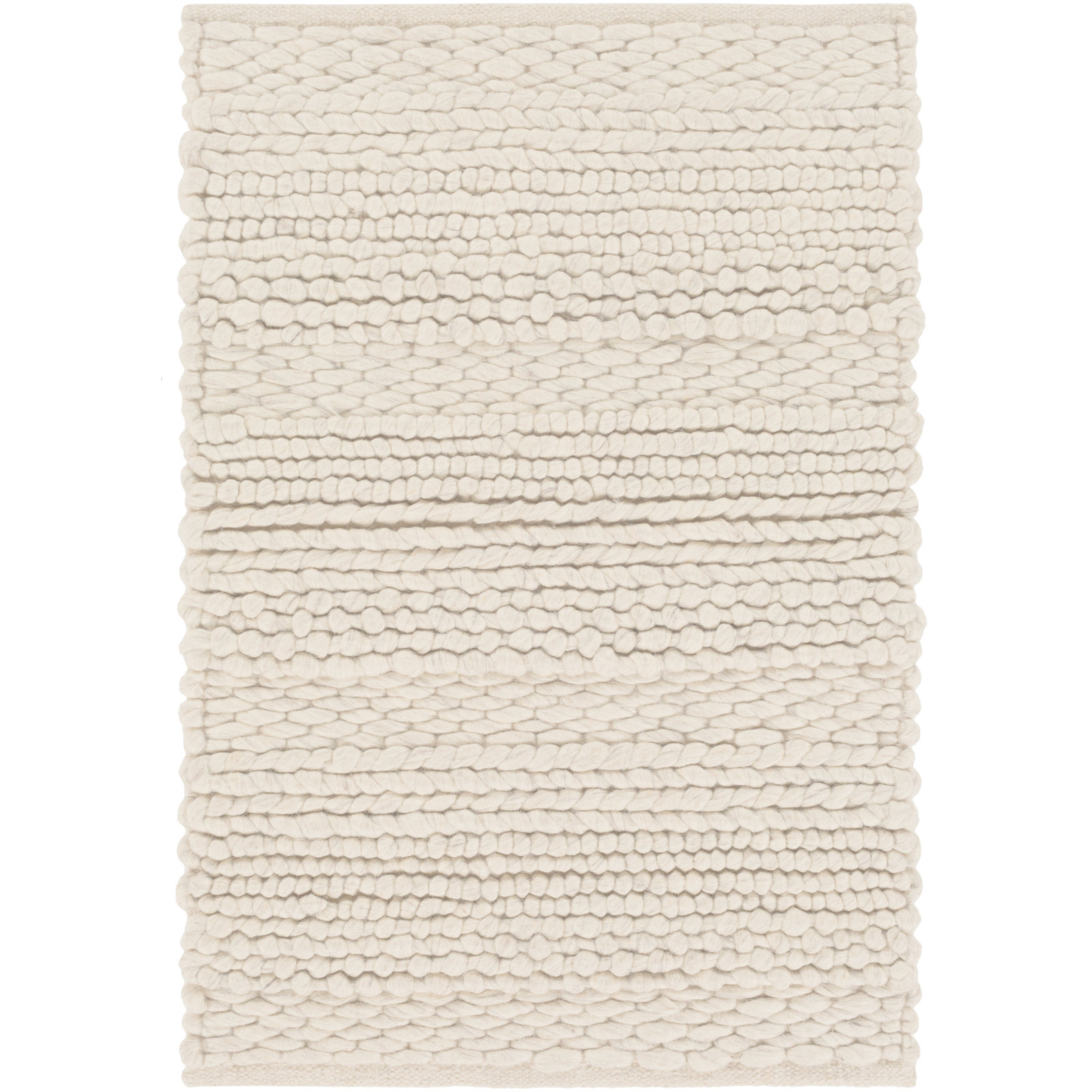 Zekia Ivory Hand-Woven Wool Rug, Rectangle 3' x 5'