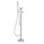 Robinets de mélangeur de douche Robinet de baignoire autoportant Aspect brossé lisse Débit élevé à deux poignées Fixation au sol 360 ° Bec pivotant Deux modes d'eau pour le bain et la douche Composants en laiton fin