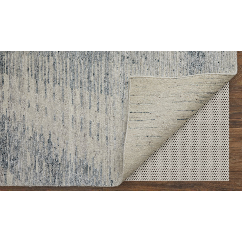 Brighton Hand Knotted Abstract Area Rug in Light Blue/Ivory, Rectangle 3' x 5'