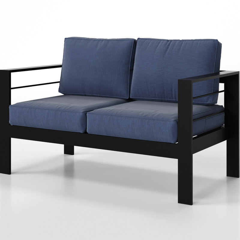 Extérieur: patio en aluminium toutes saisons avec coussin épais de 5 po - bleu doux et confortable