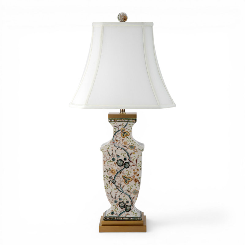 Twine Garden Hand Painted Porcelain Table Lamp with Gold Wood Base