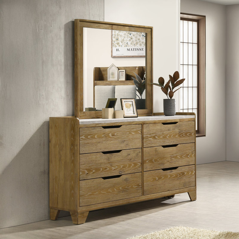 Commode 6 tiroirs avec miroir Mott