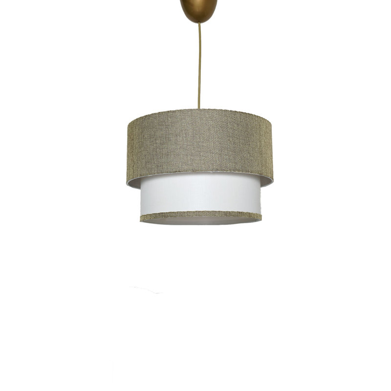 Luminaire suspendu cylindrique à 1 lumière Otoe, Or, Vert/blanc