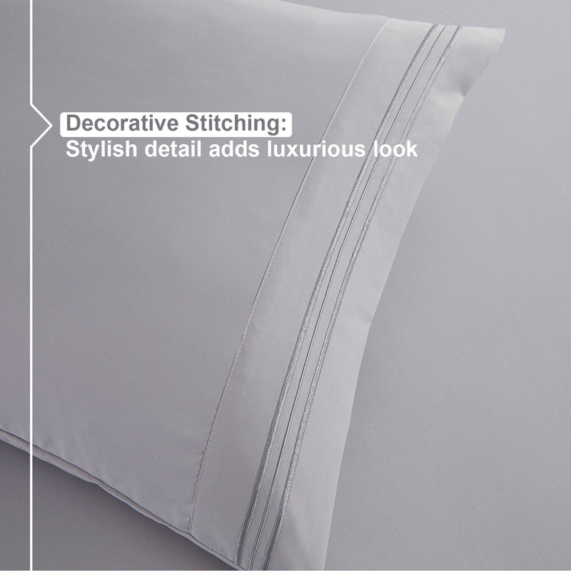 Double Brushed Hotel Luxury Sheet Set with Extra Soft Sheets & Pillowcases, Gray Lavender, Twin XL