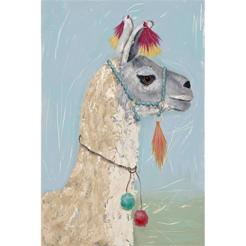 Painted Llama II by Jade Reynolds - Painting, 122 cm H x 81 cm W, Wrapped Canvas