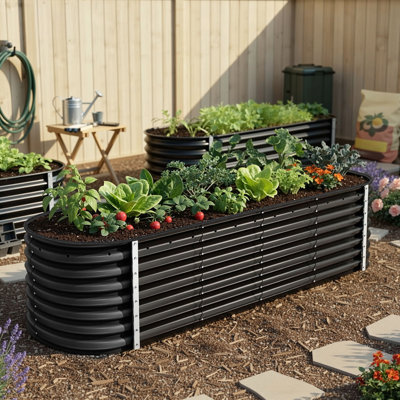  Grand lit de jardin surélevé en métal galvanisé 9 en 1 avec gants