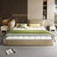 Structure de lit Cloud avec tête de lit mobile surdimensionnée et rembourrée, lit tapissier en chenille avec coin rond, support double à lattes en bois massif et en métal, aucun sommier nécessaire-786215890
