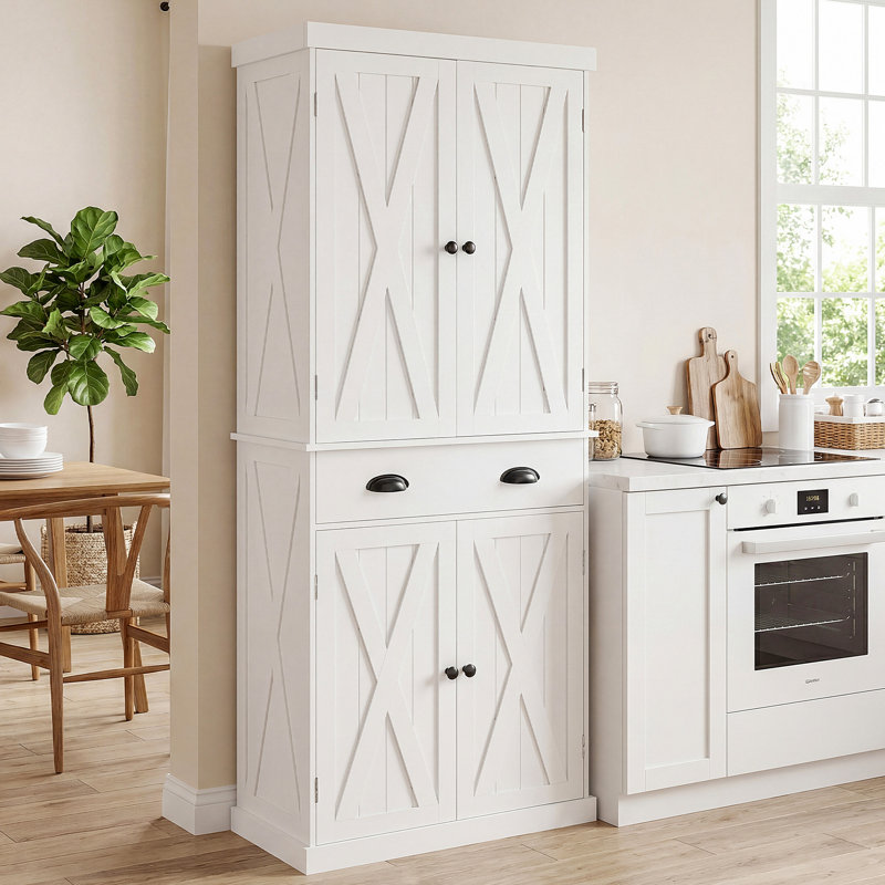 72''H Kitchen Pantry Storage Cabinet with Drawers and Adjustable Shelves