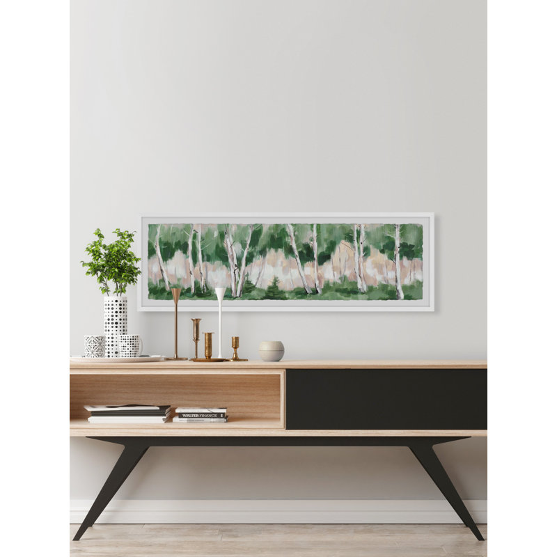 «Woods Invitée» - Peinture panoramique encadrée, L 30 po x H 10 po x P 1,5 po