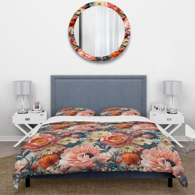 Ensemble de housse de couette Collage Of Scarlet Blooms