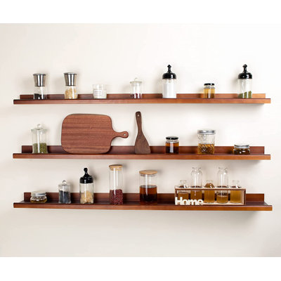 3 Piece Walnut Solid Wood Floating Shelf