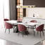 Ensemble de table de salle à manger extensible 94,5 po avec plateau en pierre frittée rectangulaire et 6 chaises en similicuir-748657974