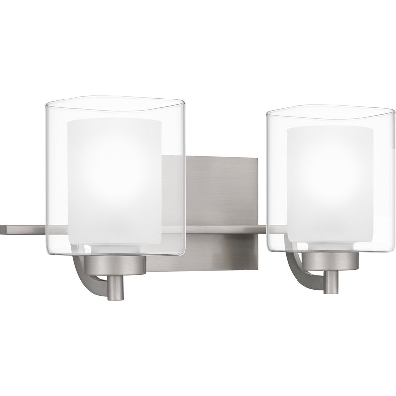 Kolt Brushed Nickel 2-Light Dimmable Vanity Light with Frosted Glass Shades