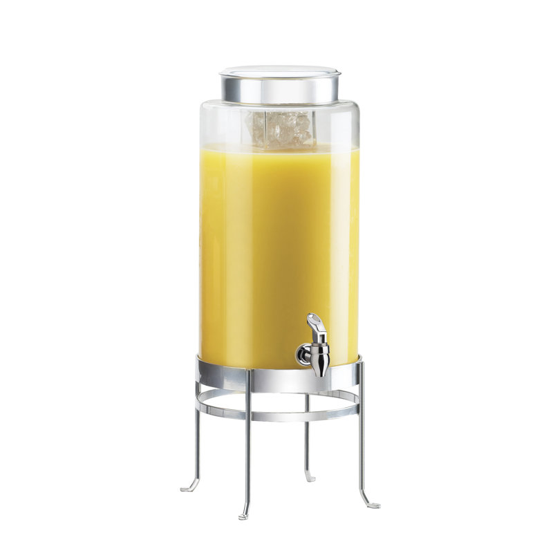Soho 2 Gallon Glass Beverage Dispenser with Ice Chamber, 20.5" H x 10" W x 12" D, Black Base