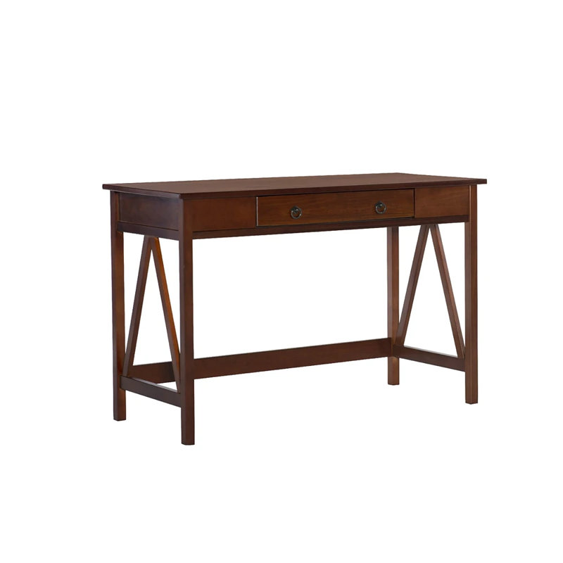 Bureau en bois avec 1 tiroir Soule, Tabac antique