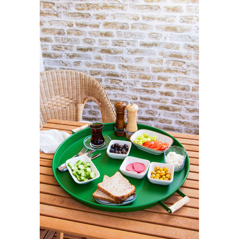 Elegant Metal Tray Set (4 Pieces), Green | Includes 11.8 x 11.8 x 0.8 in | Durable 100% Metal, Perfect for Serving & Decor, Stylish Home & Kitchen Essentials