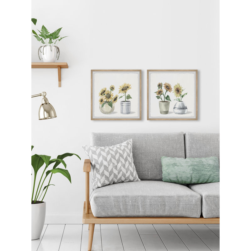 Always in Bloom - Ensemble de 2 peintures encadrées, H 12 po x l 12 po x P 1,5 po