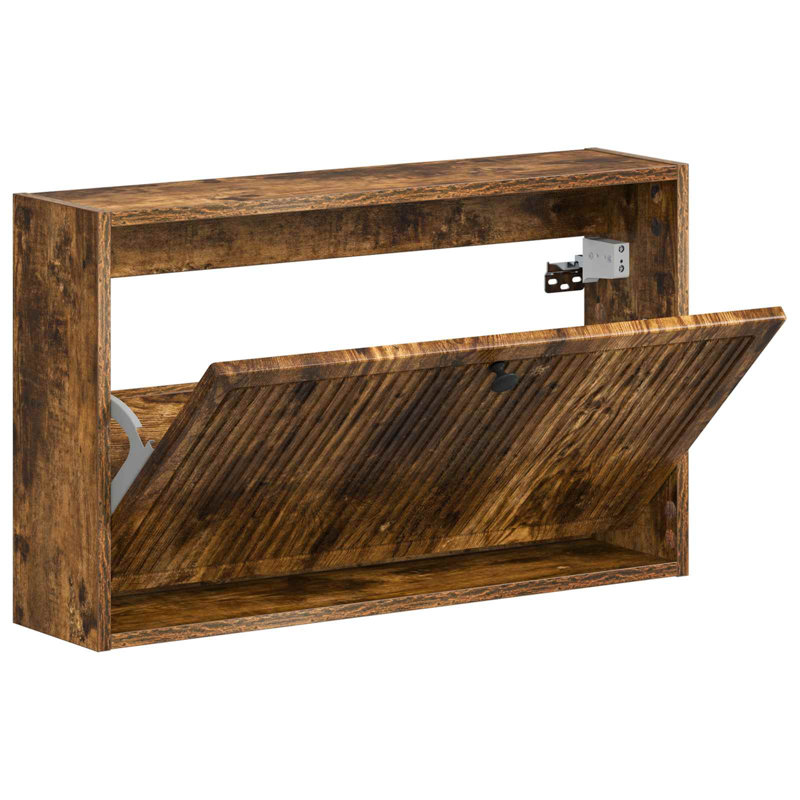 Flip Down Shoe Storage, 43 cm H x 71 cm W x 17 cm D, Smoked Oak