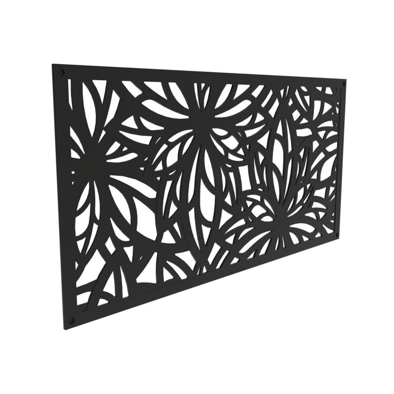 Freesia Black Decorative Screen Panel with Framed Lattice