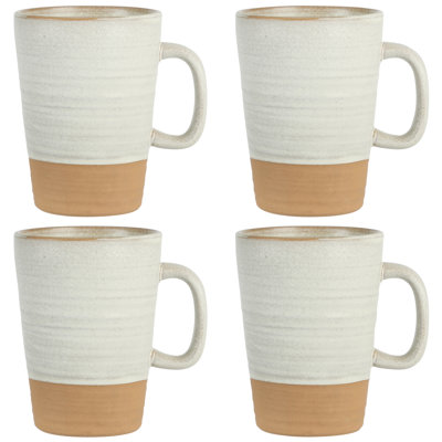 Gibson Elite 4 Pack Dreamweaver Terracotta Reactive 17 OZ Mug Set - Sand Cream