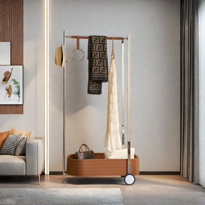 Coat Rack with Saddle Leather Stainless Steel