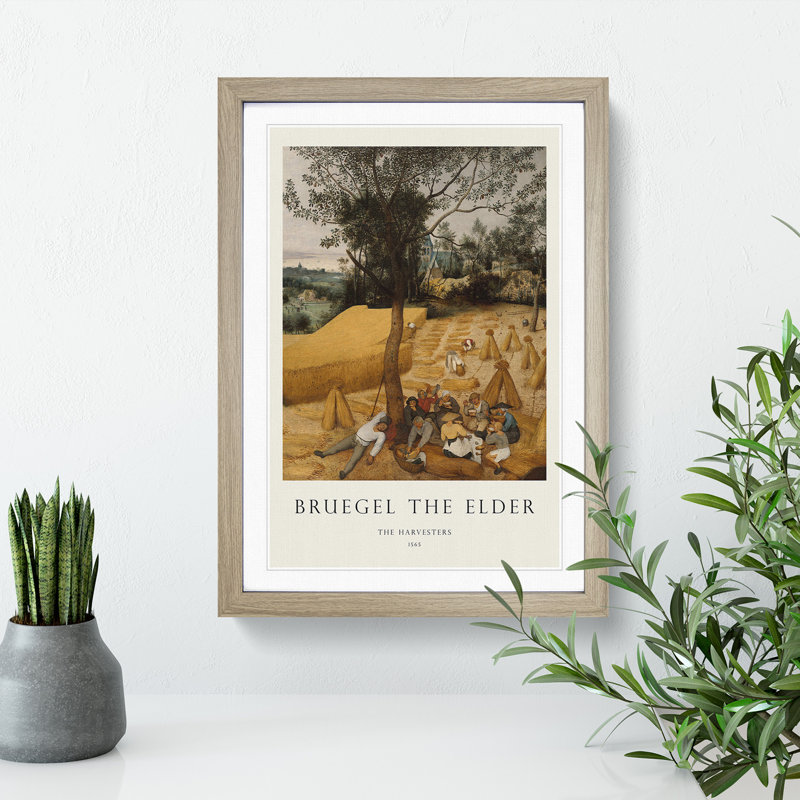 The Harvesters by Pieter Bruegel the Elder - Picture Frame Painting, Oak Framed, 65cm H x 48cm W x 2cm D
