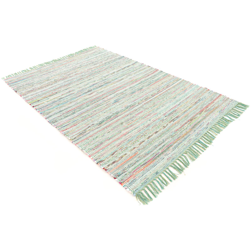 Chindi Hand Woven Kilim Green Rug, Rectangle 60 x 110cm