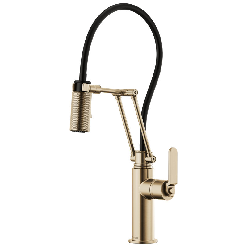 Litze® Articulating Faucet with Industrial Handle, Luxe Gold