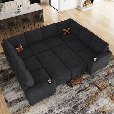 Canapé-lit modulaire en chenille avec rangement Anjanette