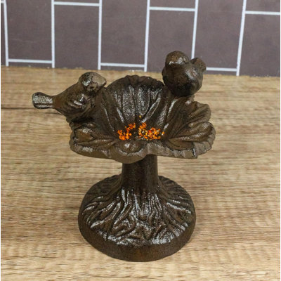 Rustic Whimsical Two Birds On Tree Bird Feeder Bath Small Sculpture