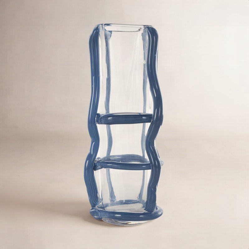 Ahren Recycled Glass Table Vase, Blue, 12.00" H x 4.80" W x 4.95" D